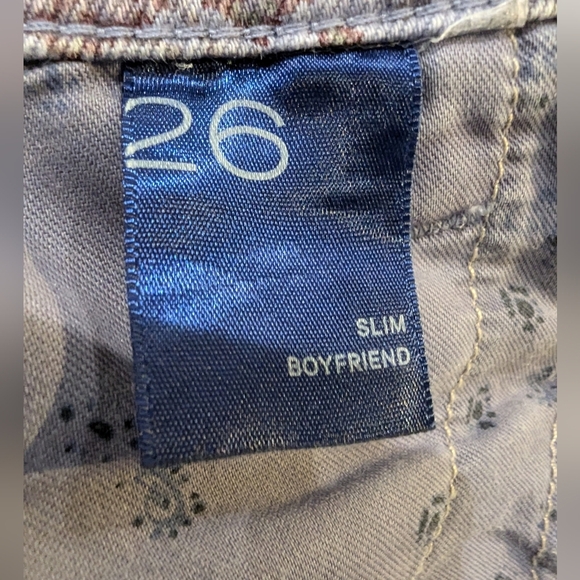Anthropologie The Slim Boyfriend Jeans by Pilcro, blue with boho print Size 26 - Picture 9 of 17